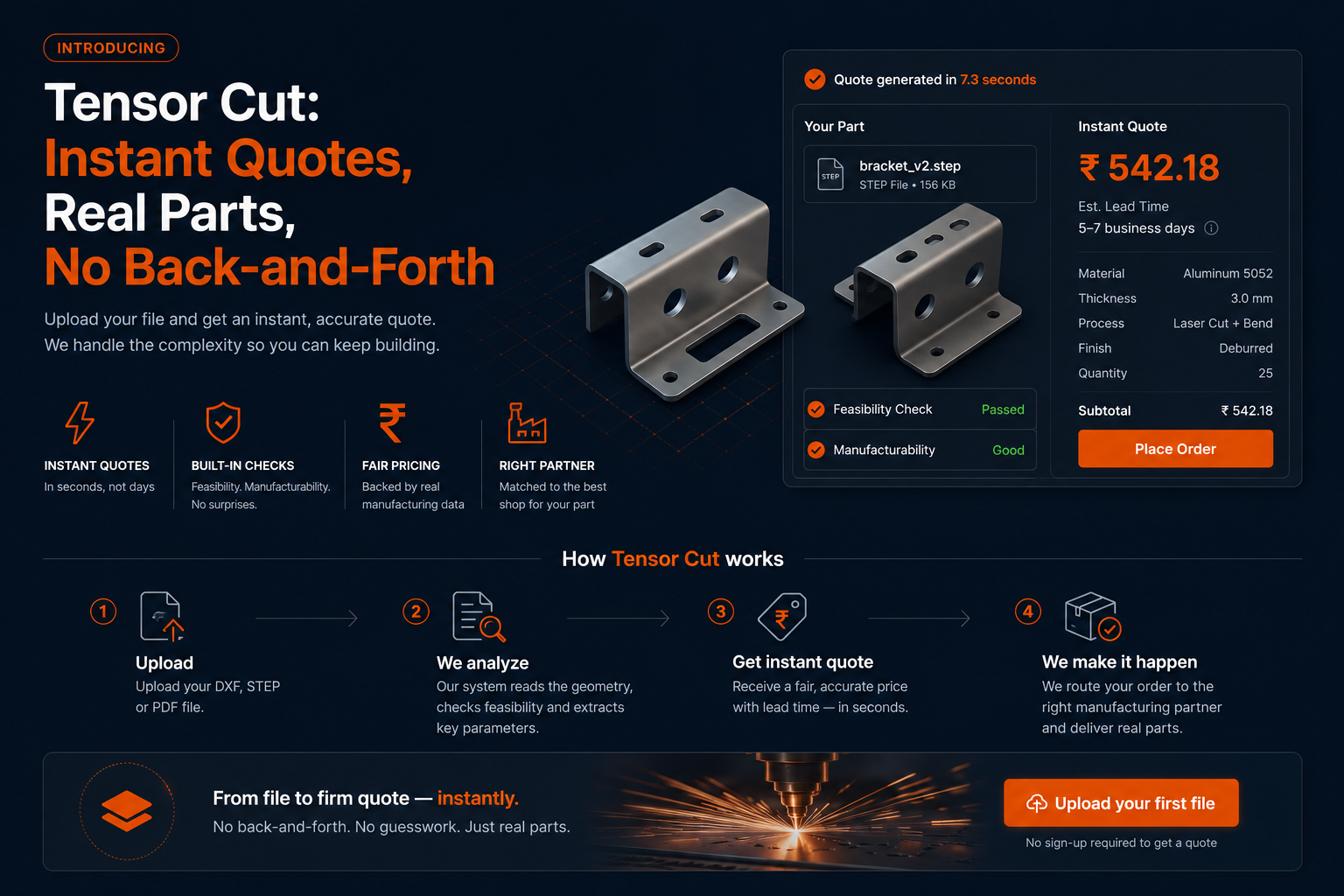 Introducing Tensor Cut: Instant Quotes, Real Parts, No Back-and-Forth